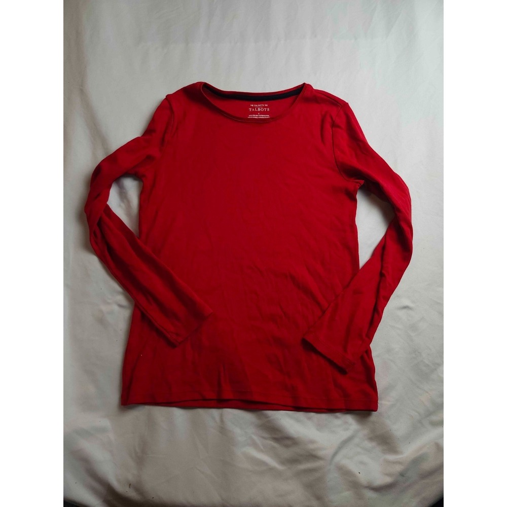 Talbots Tee Shirt Womens S Red Classic Minimalist Chic Capsule Wardrobe Layering